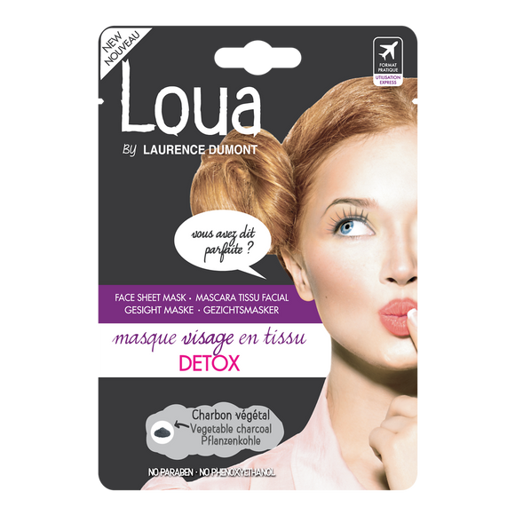 Masque pour le visage en tissus détox au charbon végétal LOUA