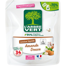 L'ARBRE VERT - Lessive liquide - Hypoallergénique - Amande douce - 34lavages - RECHARGE - 1.53 l