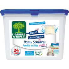 L'ARBRE VERT - Lessive en doses - Hypoallergénique,Pour bébé - 24 lavages - 0.634 kg