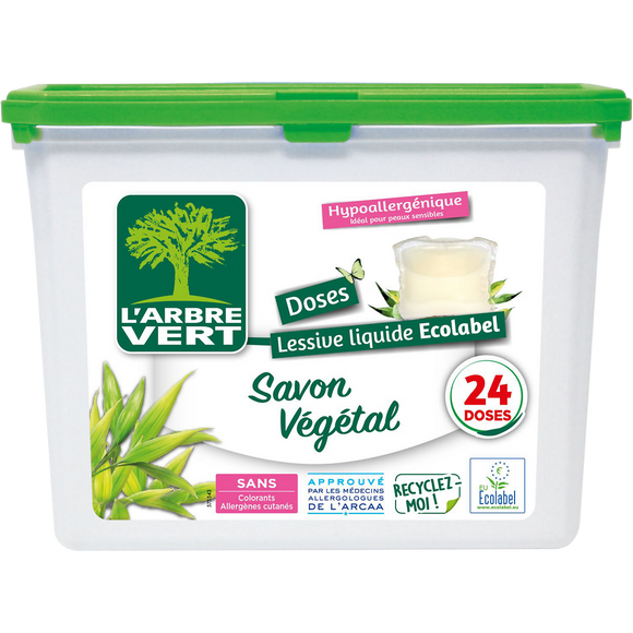 Lessive savon végétal hypoallergénique L'ARBRE VERT x24doses