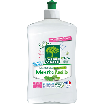 Liquide vaisselle et mains concentré menthe/basilic ARBRE VERT fl.500ml