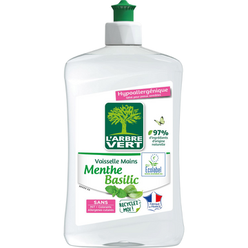 Liquide vaisselle et mains concentré menthe/basilic ARBRE VERT fl.500ml.