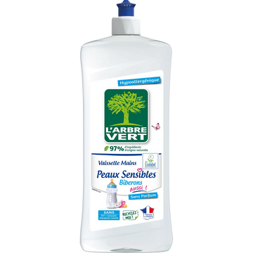 Liquide vaisselle mains biberons peaux sensibles ARBRE VERT flacon 750ml