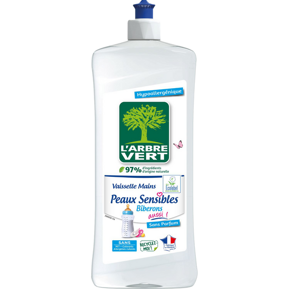 Liquide vaisselle mains biberons peaux sensibles ARBRE VERT flacon 750ml