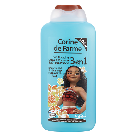 Gel douche bain moussant corps et cheveux 3 en 1 Vaiana CORINE DE FARME, flacon 500ml