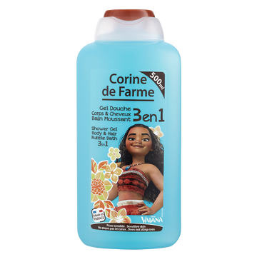 Gel douche bain moussant corps et cheveux 3 en 1 Vaiana CORINE DE FARME, flacon 500ml