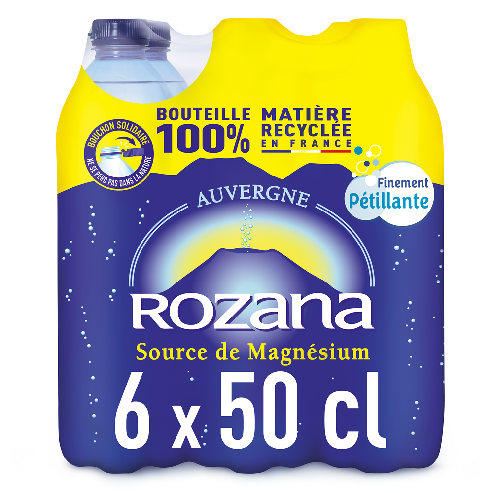 Eau minérale naturelle gazeuse ROZANA, 6 bouteilles de 50cl
