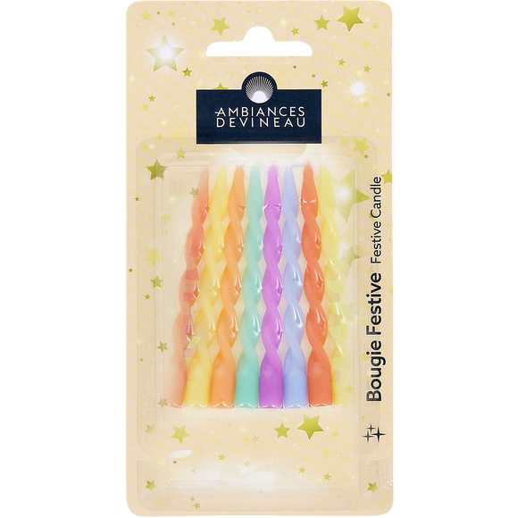 Bougie twistée pastelle x8 - DEVINEAU