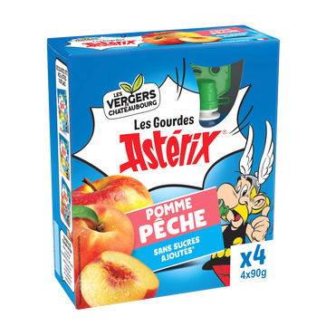 Compote pomme pêche sans sucres ajoutés ASTERIX 4x90g