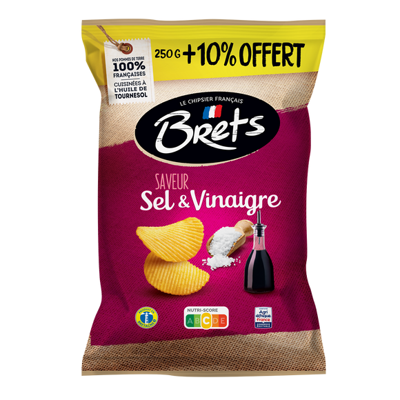 Chips saveur vinaigre BRETS, sachet 250g + 10% offert 275g