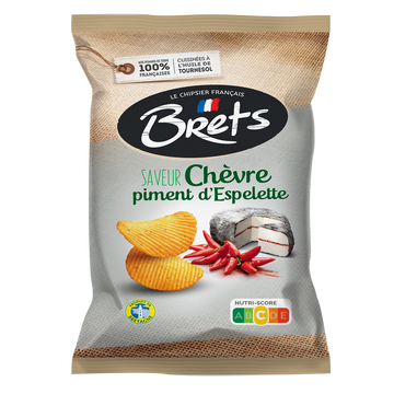 Chips super craquante saveur chèvre piment d'Espelette BRET'S, paquetde 125g