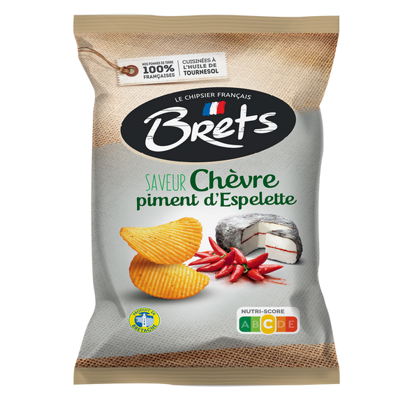 Chips super craquante saveur chèvre piment d'Espelette BRET'S, paquetde 125g