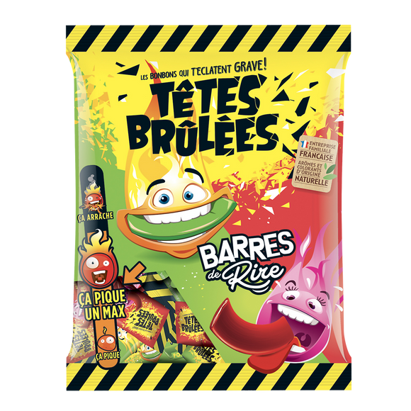 Bonbon la barre goût pomme et fraise TETE BRÛLÉES, 200g