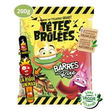 Bonbon la barre goût pomme et fraise TETE BRÛLÉES, 200g
