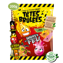 Pâtes à mâcher acides aromatisées goûts fruits rouges fruits de la passion pomme cerise TETES BRULEES, 200g