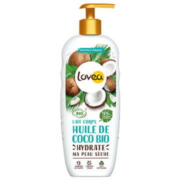 Lait corps hydratant pour peaux sèches coco bio LOVEA nature, 250ml