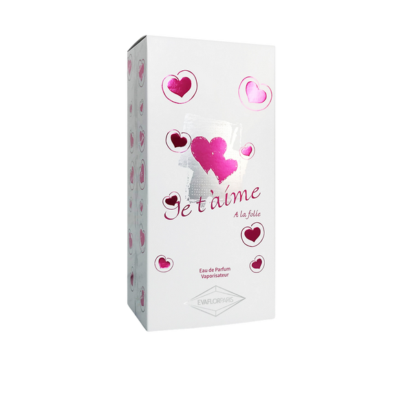 Eau de parfum "Je t'aime à la folie" EVAFLOR, vaporisateur de  100ml sans étui