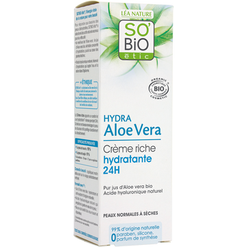 Crème jour hydratante riche aloé vera pss SO BIO tube 50ml
