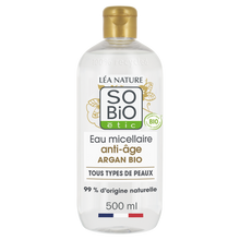 Eau micellaire anti-âge précieux argan SO BIO, flacon de 500ml