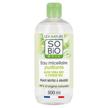 Eau micellaire peaux sensibles aloé vera bio SO BIO, flacon de 500ml