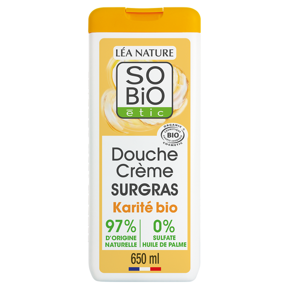 Douche karité sans sulfates SO'BIO, flacon de 650ml