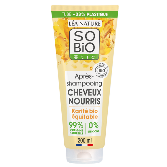 Après-shampooing cheveux nourris karité SO'BIO, 200ml