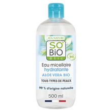 Eau micellaire hydratante aloé vera SO BIO, flacon de 500ml