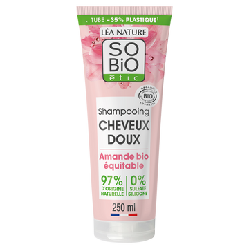 Shampooing cheveux doux lait amande et protéines riz SO BIO, 250ml
