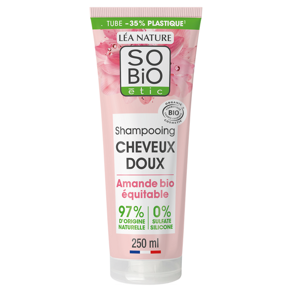 Shampooing cheveux doux lait amande et protéines riz SO BIO, 250ml