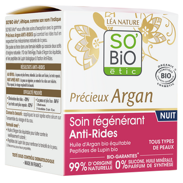 Crème nuit anti rides argan SO BIO pot 50ml