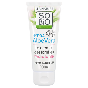 Crème hydratante hypoallergénique peaux sensibles et réactives famillebio hydra aloé véra SO'BIO ETIC, 100ml
