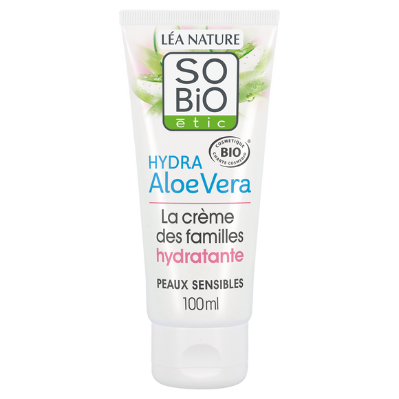 Crème hydratante hypoallergénique peaux sensibles et réactives famillebio hydra aloé véra SO'BIO ETIC, 100ml