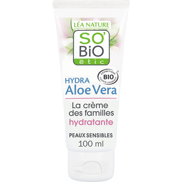 Crème hydratante hypoallergénique peaux sensibles et réactives famillebio hydra aloé véra SO'BIO ETIC, 100ml