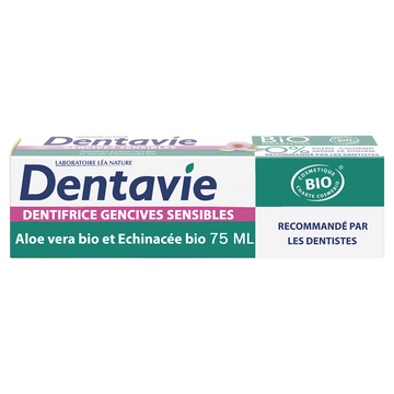 Dentifrice gencives sensibles bio DENTAVIE, tube de 75ml