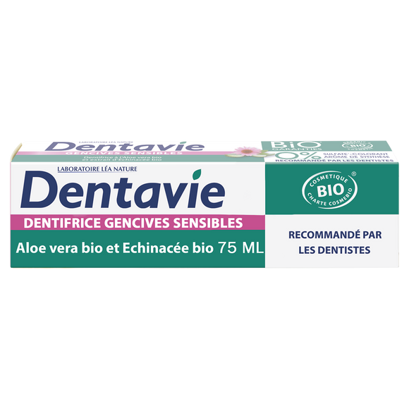 Dentifrice gencives sensibles bio DENTAVIE, tube de 75ml