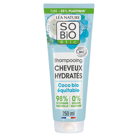 Shampooing cheveux hydratés coco et acide hyaluronique SO BIO, 250ml