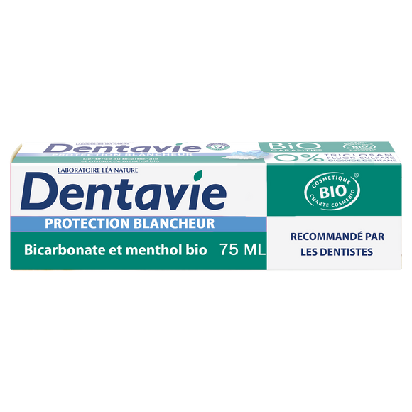 Dentifrice soin blancheur bio DENTAVIE, tube de 75ml