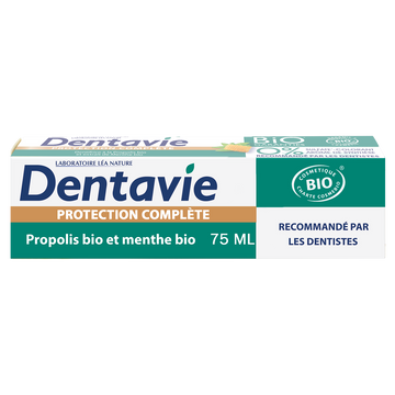Dentifrice protection complète bio DENTAVIE, tube de 75ml