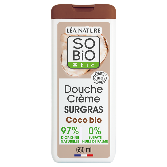 Gel Douche crème surgras à l'huile de coco bio SO'BIO 650ml