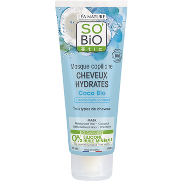Masque cheveux hydratés coco et acide hyaluronique SO BIO 200ml