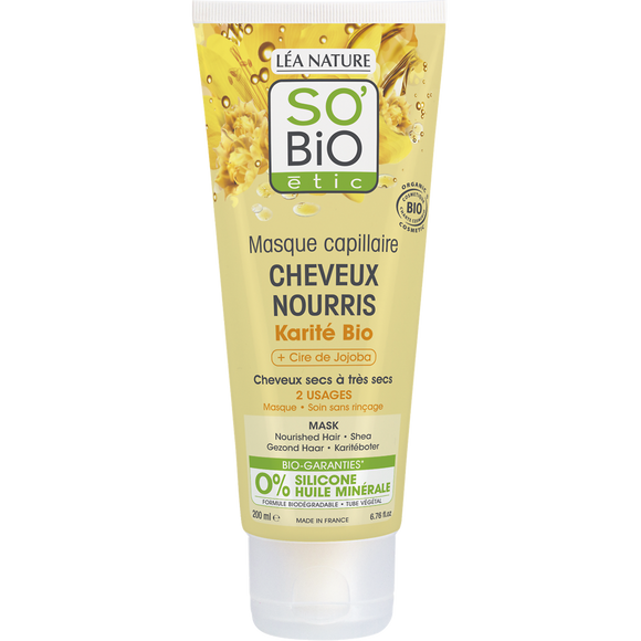 Masque cheveux nourris.karité et cire de jojoba SO BIO 200ml