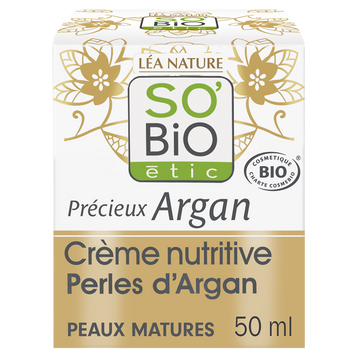 Crème nutritive perles d'argan peaux matures SO BIO 50ml