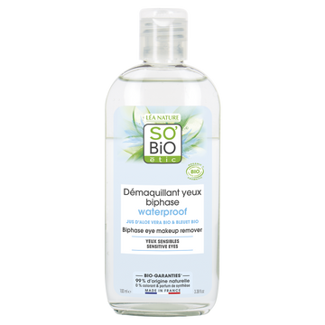 Demaquillants yeux biphase waterproof,yeux sensibles SO'BIO 100ml