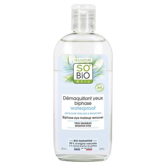 Demaquillants yeux biphase waterproof,yeux sensibles SO'BIO 100ml