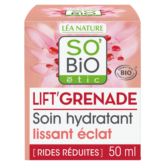 Soin hydratant lissant éclat lift'grenade SO'BIO 50ml