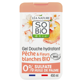 Gel douche hydratant pêche & fleurs blanches bio SO'BIO ETIC 450ml