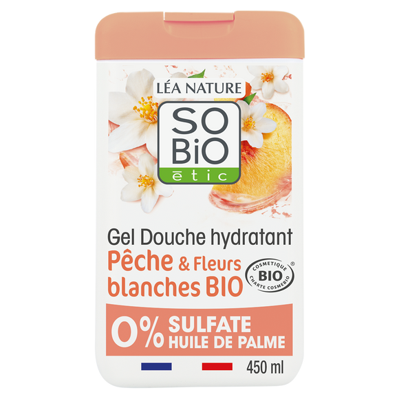 Gel douche hydratant pêche & fleurs blanches bio SO'BIO ETIC 450ml