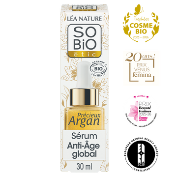 Sérum anti-âge précieux Argan+4 COE SO'BIO ETIC 30ml