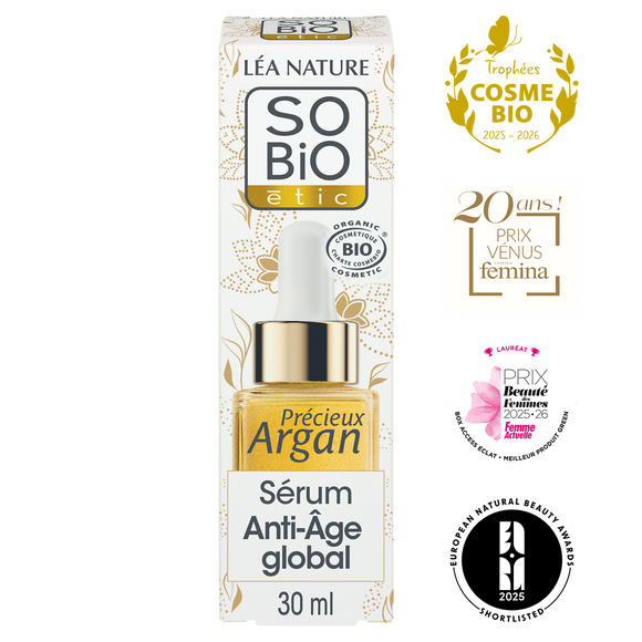 Sérum anti-âge précieux Argan+4 COE SO'BIO ETIC 30ml