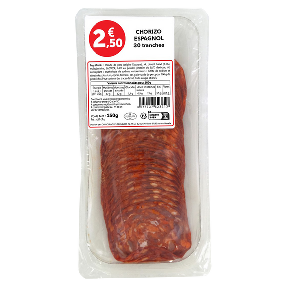 Chorizo Espagnol, 30 tranches,150g